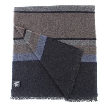 Фин кашмирен шал Ma.Al.Bi. MAB836 105/2, 37x180 см, Тъмносиньо-бежово райе