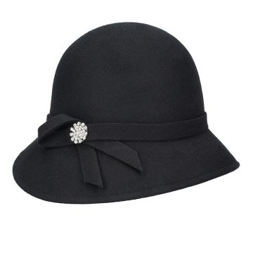 Women's Felt Hat with Asymmetrical Brim HatYou CF0376 | Black
