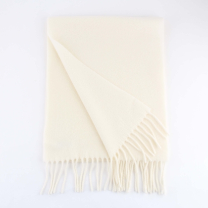 Solid color wool scarf Pulcra Livigno 30x150 cm, Ecru