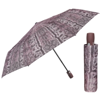 Ladies' Automatic Open-Close Umbrella Perletti Technology 21813, Python/Beige