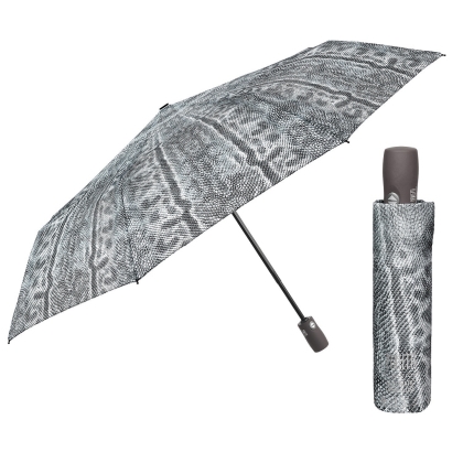 Дамски автоматичен Open-Close чадър Perletti Technology 21813, Питон/Сив