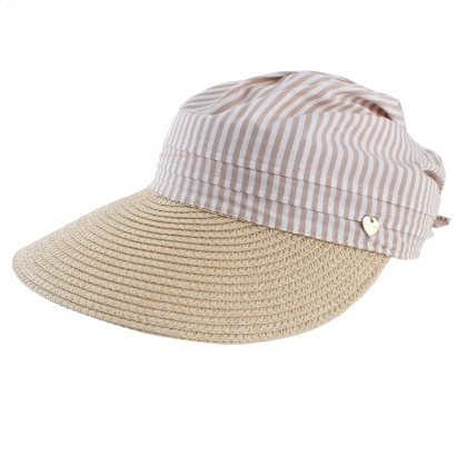 Ladies' Visor Hat HatYou CEP0735, Beige Stripes