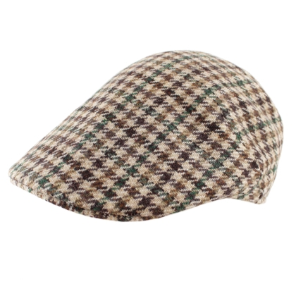 Men’s Wool Cap JailJam JA4706, Beige-Green Houndstooth