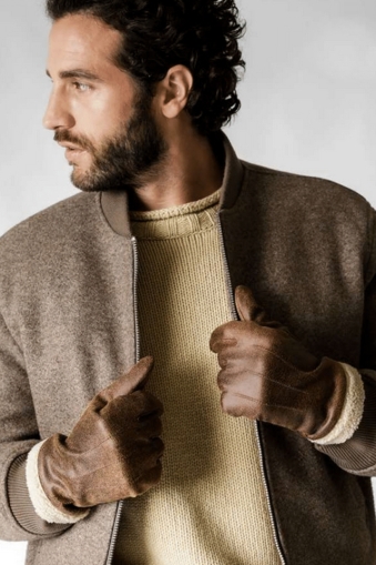 Mănuși bărbătești din imitație de piele de miel HatYou GL1608, Maro