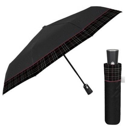 Men’s Automatic Open-Close Umbrella Perletti Time 26457, Black/Burgundy