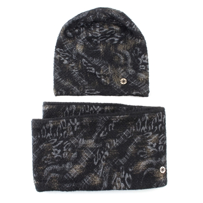 Set căciulă și fular circular Granadilla JG5319 & JG5320, Negru
