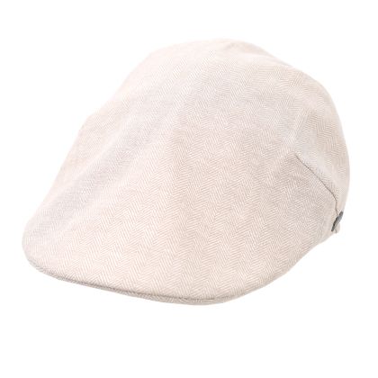 Men’s linen flat cap with herringbone pattern HatYou | Natural