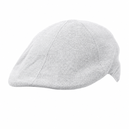 Men's Linen Flat Cap in Herringbone Pattern Fratelli Mazzanti | Light Grey