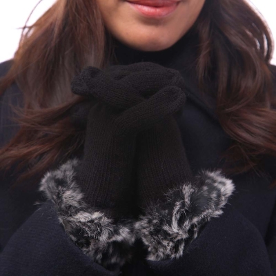 Дамски плетени ръкавици JailJam JG0035, Черен