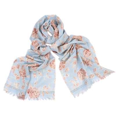 Дамски памучен шал Pulcra Accara, 42x220 см, Светлосин