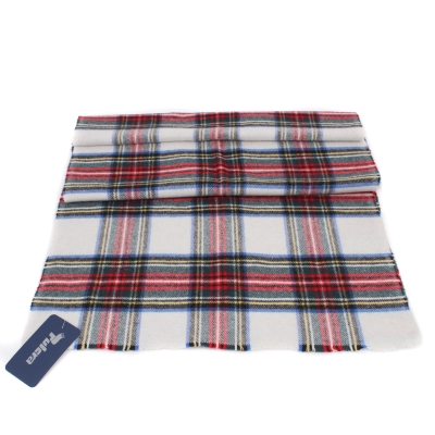Дамски шал от вълнена смес Pulcra Kiltsam, 50х180 см, Бяло шотландско каре