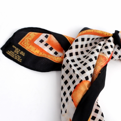 Дамски копринен шал Ma.Al.Bi. MAB695/101/1, 90x90 см, Черен