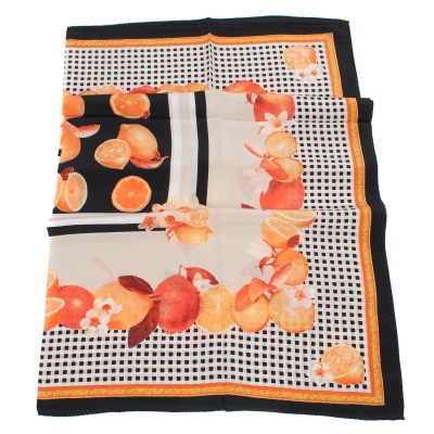 Дамски копринен шал Ma.Al.Bi. MAB695/101/1, 90x90 см, Черен