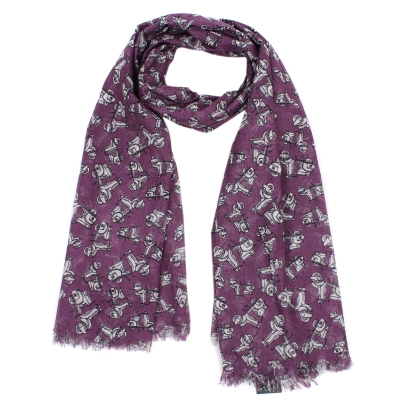 Мъжки памучен шал с мотив "скутери" HatYou SE0397, 110х180 см, Лилав