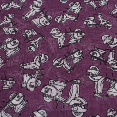 Мъжки памучен шал с мотив "скутери" HatYou SE0397, 110х180 см, Лилав