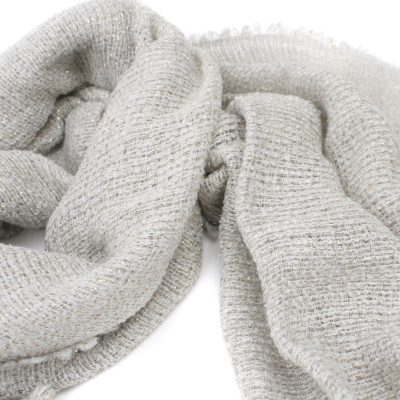 Дамски шал със златисто ламе Pulcra Aosta, Светлобежов/Златист