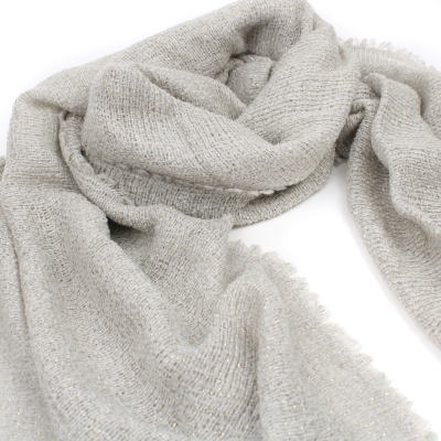 Дамски шал със златисто ламе Pulcra Aosta, Светлобежов/Златист