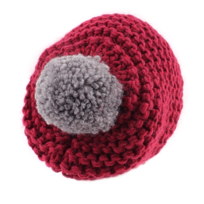 Дамски комплект плетен кръгъл шал и шапка Raffaello Bettini RB SC 014/2622E&011/1320, Червен