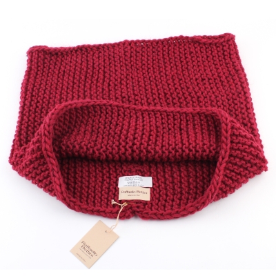 Дамски комплект плетен кръгъл шал и шапка Raffaello Bettini RB SC 014/2622E&011/1320, Червен