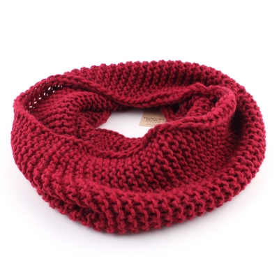 Дамски комплект плетен кръгъл шал и шапка Raffaello Bettini RB SC 014/2622E&011/1320, Червен