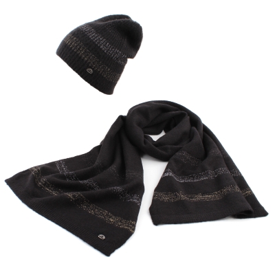 Дамски плетен комплект JailJam JA4132&JA4133, Черен/Златист/Сребрист