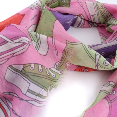 Детски памучен шал MESS SE0498, 50х160 см, Кецове