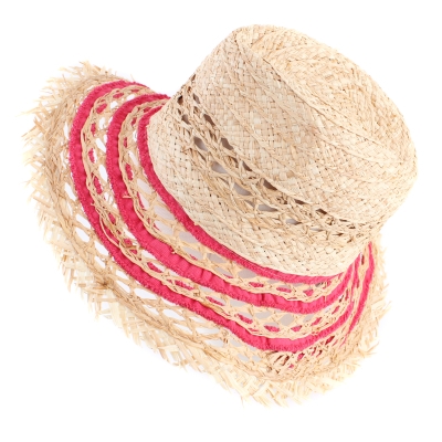 Pălărie cu boruri largi pentru femei Raffaello Bettini RB 22/21226, Natural/ciclamen