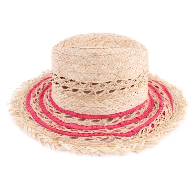 Pălărie cu boruri largi pentru femei Raffaello Bettini RB 22/21226, Natural/ciclamen