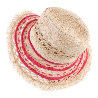 Pălărie cu boruri largi pentru femei Raffaello Bettini RB 22/21226, Natural/ciclamen