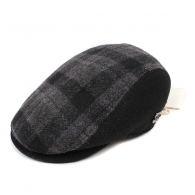 Мъжки вълнен каскет Granadilla JG5394, Сиво каре/Черен