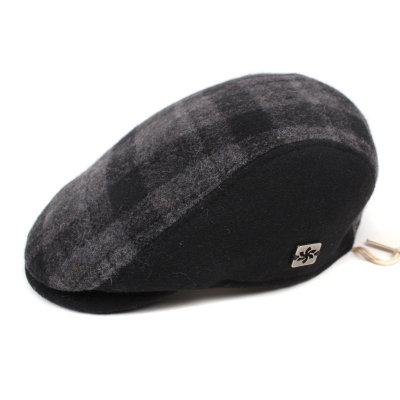 Мъжки вълнен каскет Granadilla JG5394, Сиво каре/Черен