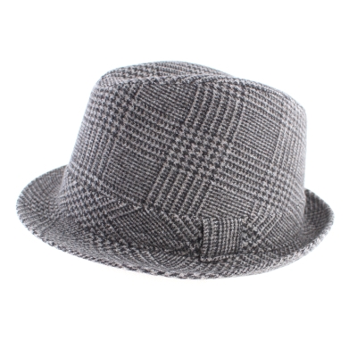 Мъжка зимна шапка Fedora Luigi&Guido Tesi F71, Сиво-бежов пепит