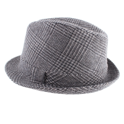 Мъжка зимна шапка Fedora Luigi&Guido Tesi F71, Сиво-бежов пепит