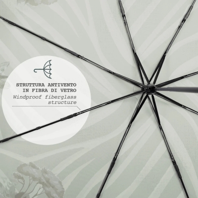 Дамски неавтоматичен чадър Perletti Green 19131, Зебра