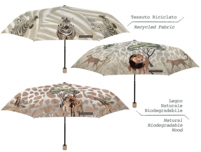 Дамски неавтоматичен чадър Perletti Green 19131, Зебра