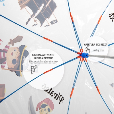 Кids' transparent umbrella Perletti CoolKids Pirate 15602