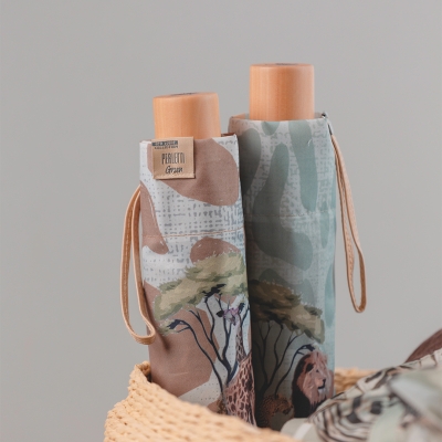 Дамски неавтоматичен чадър Perletti Green 19131, Зебра