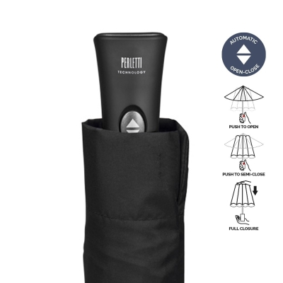 Мъжки автоматичен Open-Close чадър Perletti Technology 21670, Черен