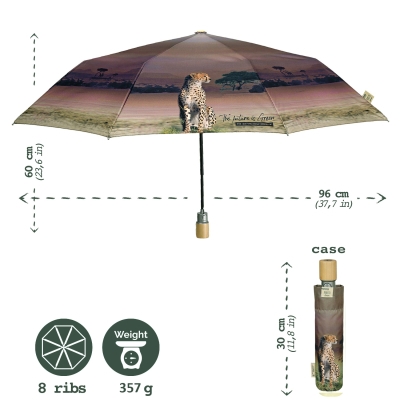 Дамски автоматичен чадър Perletti Green 19133, Савана Бежов/Лилав