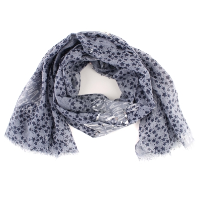 Детски памучен шал HatYou SE0753, 52х110 см, Деним/Пайети