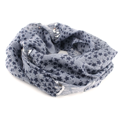 Детски памучен шал HatYou SE0753, 52х110 см, Деним/Пайети