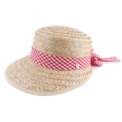 Ladies' Straw Hat HatYou CEP042, Red Check