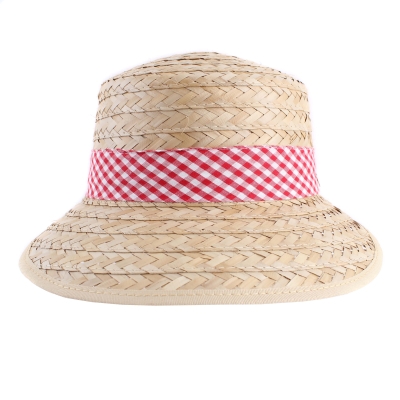 Ladies' Straw Hat HatYou CEP042, Red Check