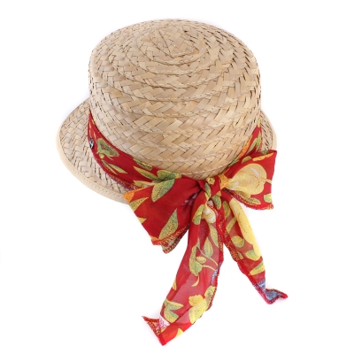 Pălărie de paie de vară pentru femei HatYou CEP0425, Рanglică roșie