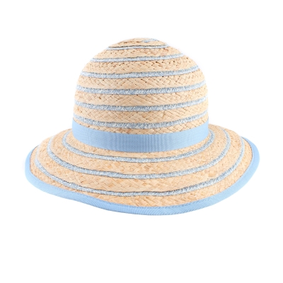 Ladies' Summer Raffia Hat Fratelli Mazzanti  FM 8138, Natural/Light Blue