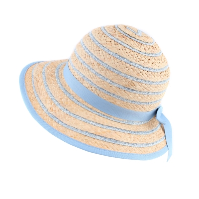 Ladies' Summer Raffia Hat Fratelli Mazzanti  FM 8138, Natural/Light Blue