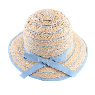 Ladies' Summer Raffia Hat Fratelli Mazzanti  FM 8138, Natural/Light Blue
