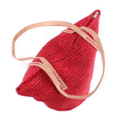 Плажна дамска чанта от рафия Fratelli Mazzanti FM B4369, Червен