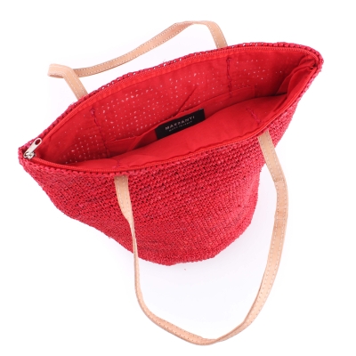 Плажна дамска чанта от рафия Fratelli Mazzanti FM B4369, Червен