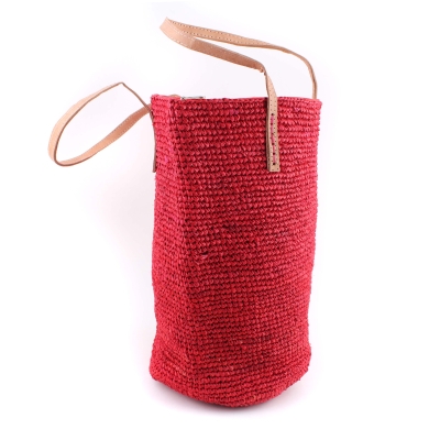 Плажна дамска чанта от рафия Fratelli Mazzanti FM B4369, Червен